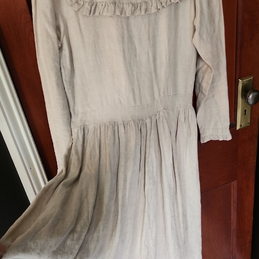 Beige Long-Sleeve Ruffle Dress - Picture 3 of 3